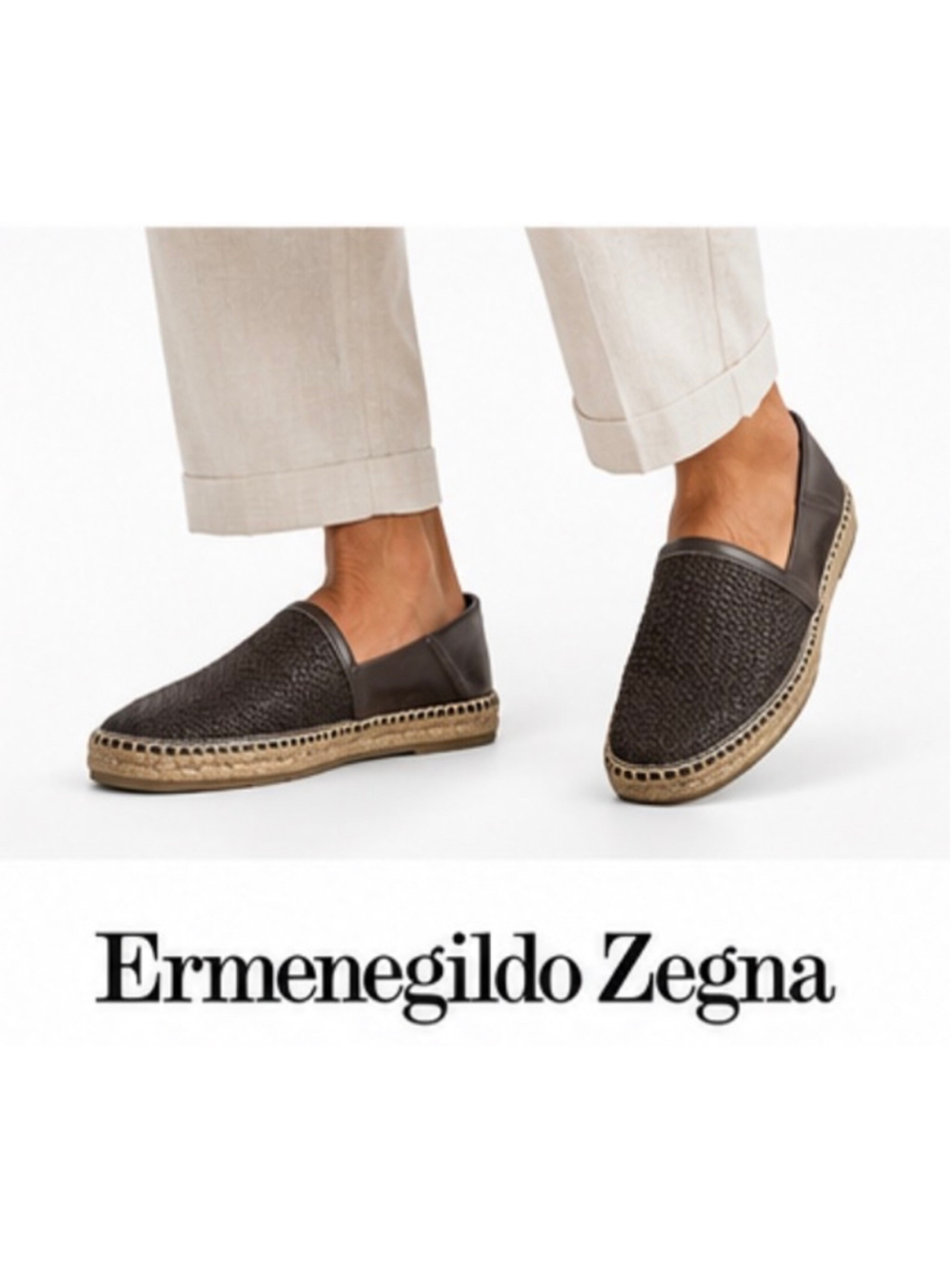 Ermenegildo Zegna Woven Leather Espadrille Slip-On Shoes New 8 8.5 9 Read